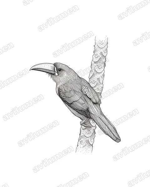 Ink illustration: Aulacorhynchus prasinus (Emerald Toucanet)