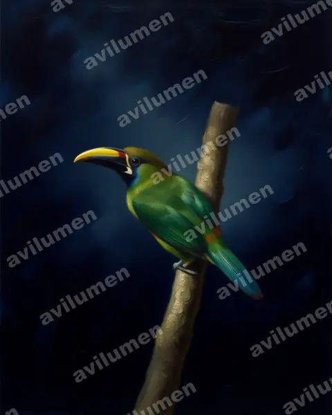 Oil illustration: Aulacorhynchus prasinus (Emerald Toucanet)