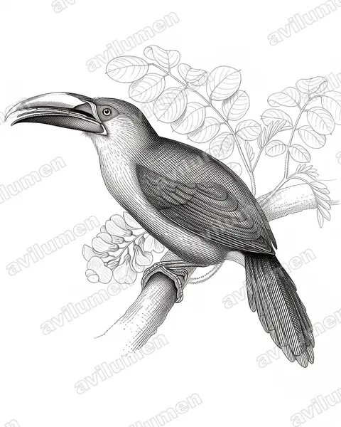 Illustration im Stil Tusche: Waglerarassari (Aulacorhynchus wagleri)