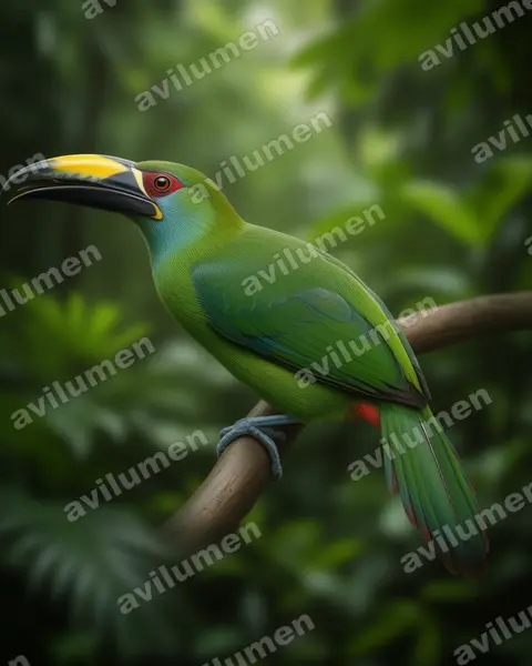 Illustration im Stil Realistisch: Waglerarassari (Aulacorhynchus wagleri)
