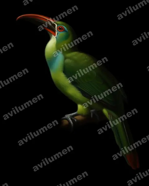 Tepui Toucanet（Aulacorhynchus whitelianus）的油画插画