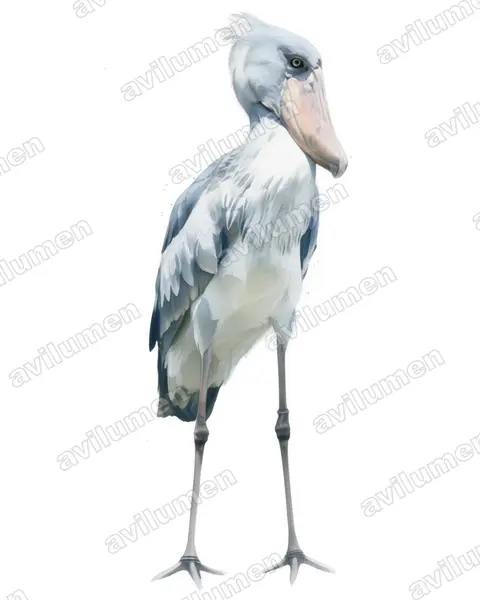 Illustration Aquarelle : Balaeniceps rex (Bec-en-sabot du Nil)
