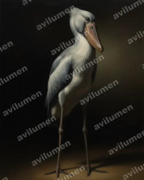 Illustration Huile : Balaeniceps rex (Bec-en-sabot du Nil)
