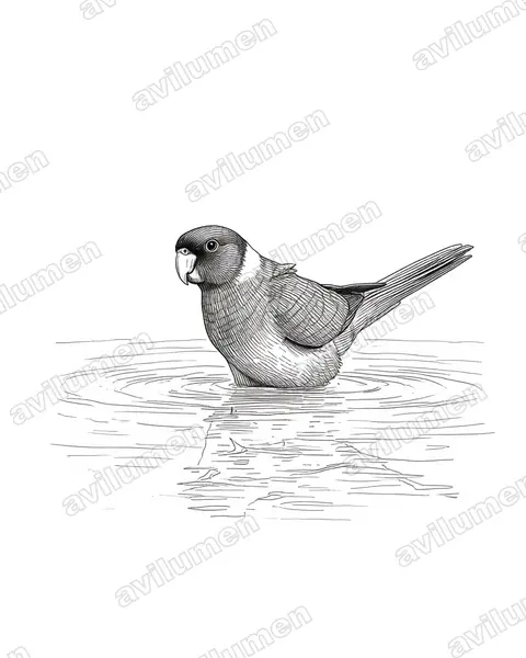 林肯港環頸鸚鵡（Barnardius zonarius）的钢笔墨线插画