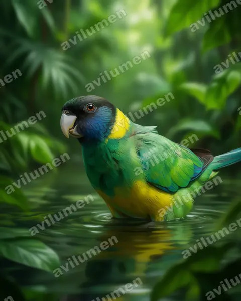 林肯港環頸鸚鵡（Barnardius zonarius）的写实插画