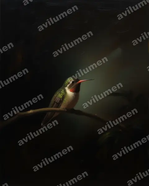 Oil illustration: Basilinna xantusii (Xantus's hummingbird)