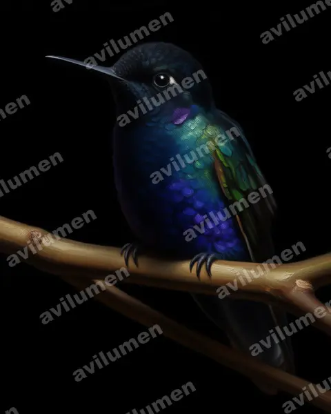 Ilustración en Óleo: Boissonneaua jardini (Colibrí sietecolores​)