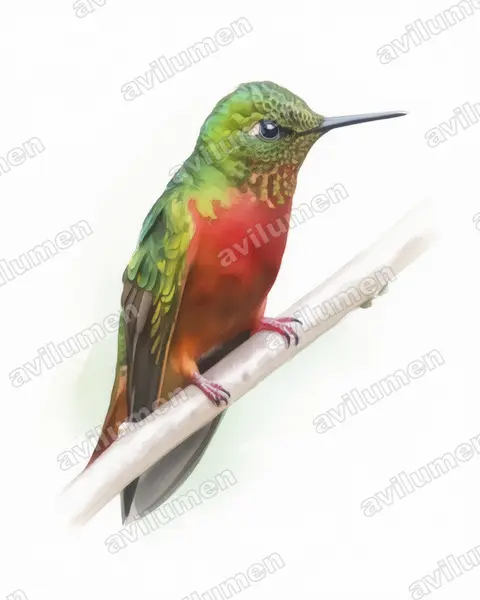 Illustration Aquarelle : Boissonneaua matthewsii (Colibri de Matthews)