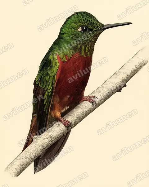 Illustration Planche ancienne : Boissonneaua matthewsii (Colibri de Matthews)