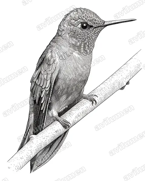 Illustration Encre : Boissonneaua matthewsii (Colibri de Matthews)