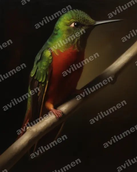 Illustration Huile : Boissonneaua matthewsii (Colibri de Matthews)