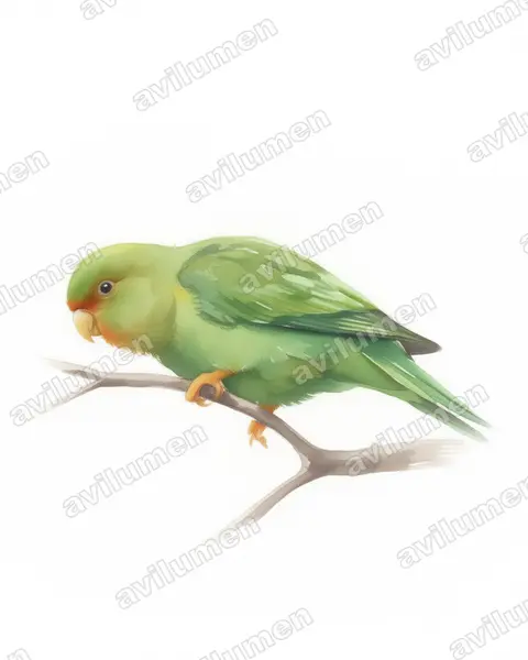 Illustration im Stil Aquarell: Rotstirnsittich (Bolborhynchus ferrugineifrons)