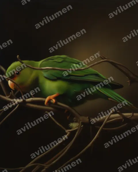 Illustration im Stil Öl: Rotstirnsittich (Bolborhynchus ferrugineifrons)