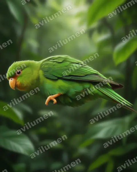 Illustration im Stil Realistisch: Rotstirnsittich (Bolborhynchus ferrugineifrons)