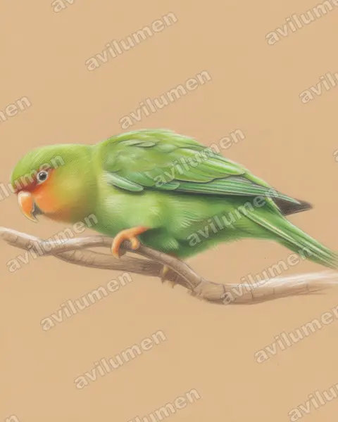 Illustration im Stil Buntstift: Rotstirnsittich (Bolborhynchus ferrugineifrons)