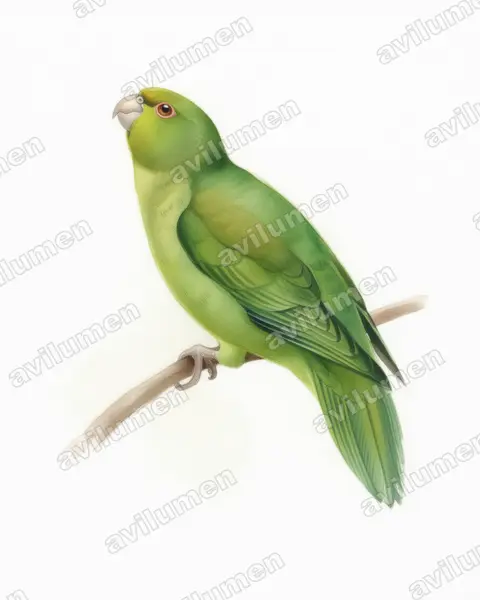 Illustration im Stil Aquarell: Andensittich (Bolborhynchus orbygnesius)