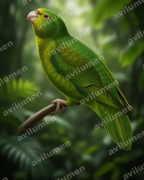 Illustration im Stil Realistisch: Andensittich (Bolborhynchus orbygnesius)