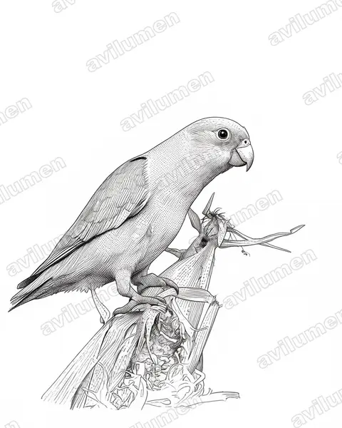 Illustration im Stil Tusche: Kanarienflügelsittich (Brotogeris chiriri)