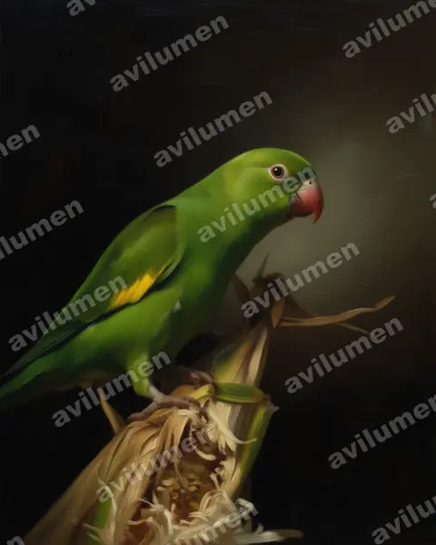 Illustration im Stil Öl: Kanarienflügelsittich (Brotogeris chiriri)