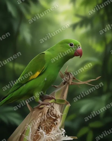 Illustration im Stil Realistisch: Kanarienflügelsittich (Brotogeris chiriri)