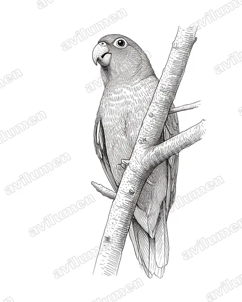 Ink illustration: Brotogeris chrysoptera (Golden-winged Parakeet)