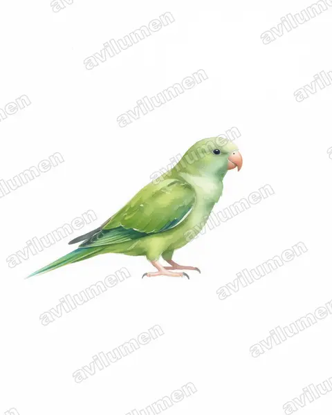 Illustration im Stil Aquarell: Blauflügelsittich (Brotogeris cyanoptera)