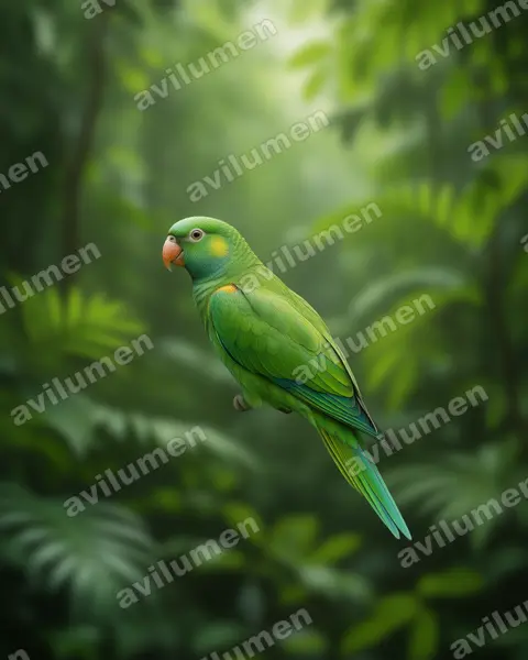 Illustration im Stil Realistisch: Blauflügelsittich (Brotogeris cyanoptera)