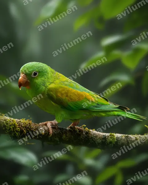 Ilustración en Realista: Brotogeris jugularis (Catita churica​)