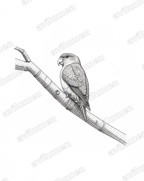 Illustration im Stil Tusche: Feuerflügelsittich (Brotogeris pyrrhoptera)