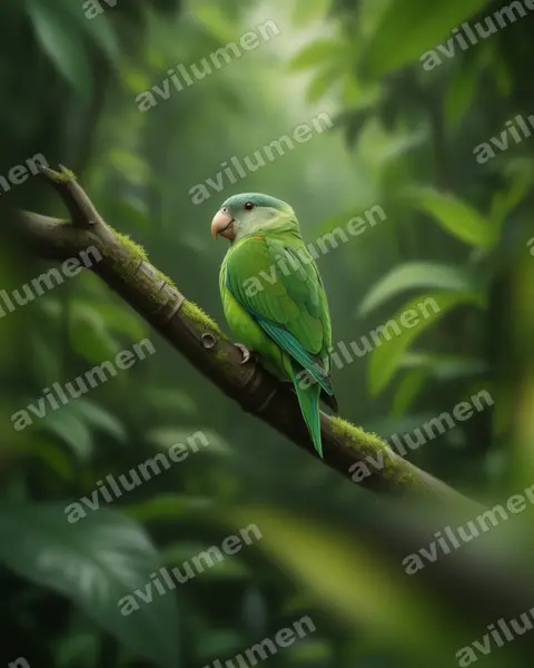 Illustration im Stil Realistisch: Feuerflügelsittich (Brotogeris pyrrhoptera)