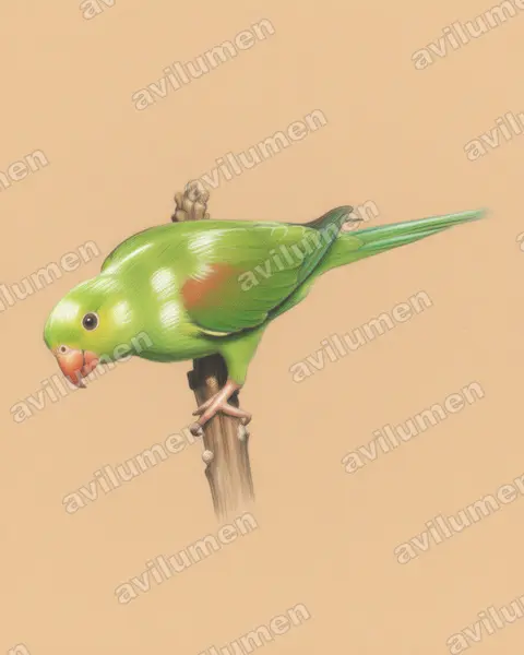 Colored pencil illustration: Brotogeris tirica (Plain Parakeet)