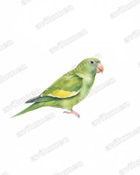 Watercolor illustration: Brotogeris versicolurus (White-winged Parakeet)
