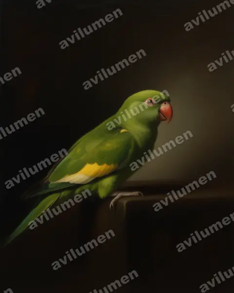 Oil illustration: Brotogeris versicolurus (White-winged Parakeet)