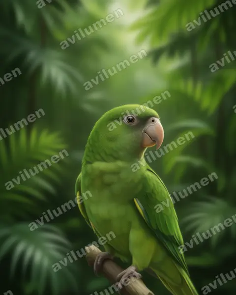 Realistic illustration: Brotogeris versicolurus (White-winged Parakeet)