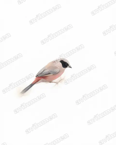 Watercolor illustration: Brunhilda charmosyna (Black-cheeked Waxbill)