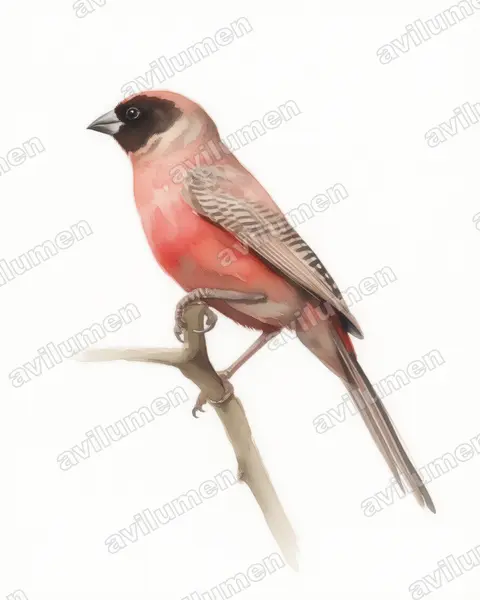 Watercolor illustration: Brunhilda erythronotos (Black-faced Waxbill)