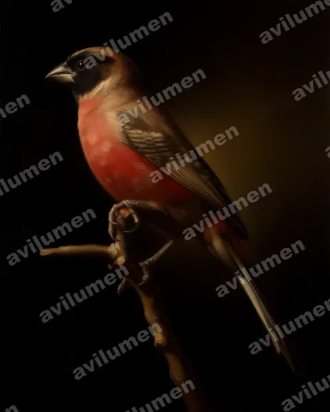 Oil illustration: Brunhilda erythronotos (Black-faced Waxbill)