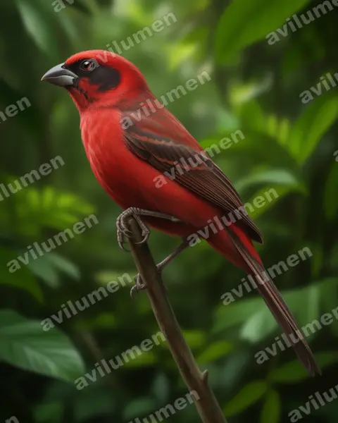 Realistic illustration: Brunhilda erythronotos (Black-faced Waxbill)