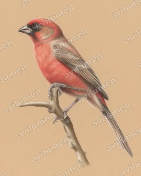 Colored pencil illustration: Brunhilda erythronotos (Black-faced Waxbill)