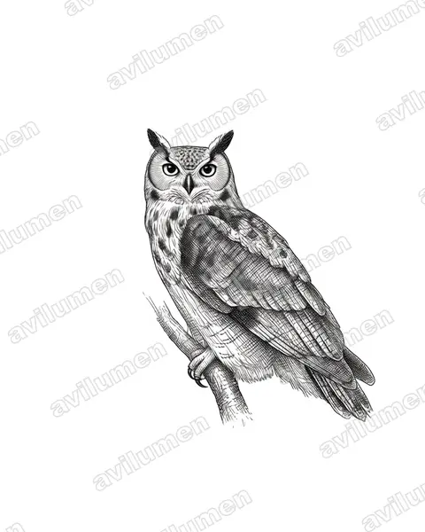 Ilustración en Tinta: Bubo bubo (Búho real​)