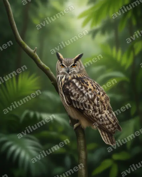Ilustración en Realista: Bubo bubo (Búho real​)
