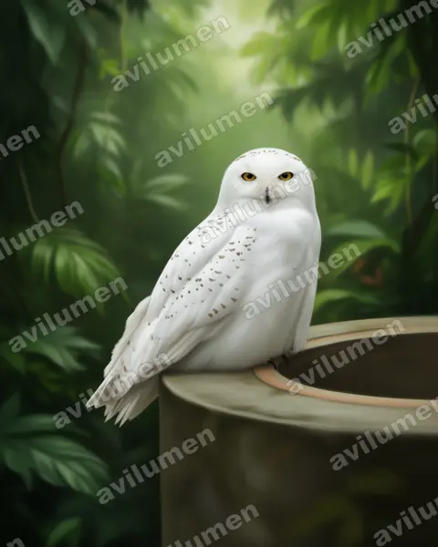Illustration im Stil Realistisch: Schnee-Eule (Bubo scandiacus)