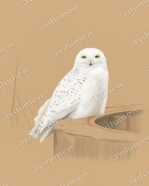 Illustration im Stil Buntstift: Schnee-Eule (Bubo scandiacus)
