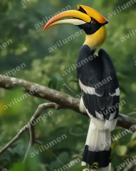 Illustration Réaliste : Buceros bicornis (Calao bicorne)