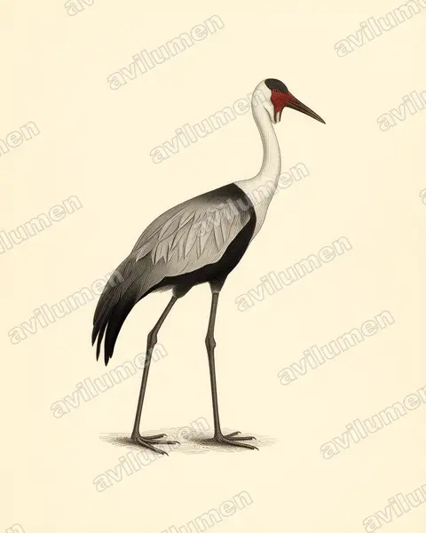 Vintage plate illustration: Bugeranus carunculatus (Wattled Crane)