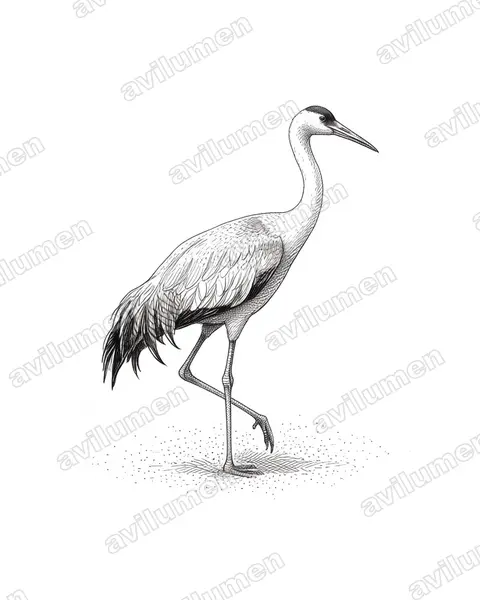 Ink illustration: Bugeranus carunculatus (Wattled Crane)