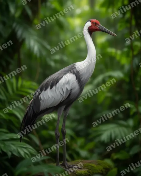 Realistic illustration: Bugeranus carunculatus (Wattled Crane)