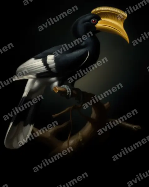 Ilustración en Óleo: Bycanistes cylindricus (Cálao caripardo)