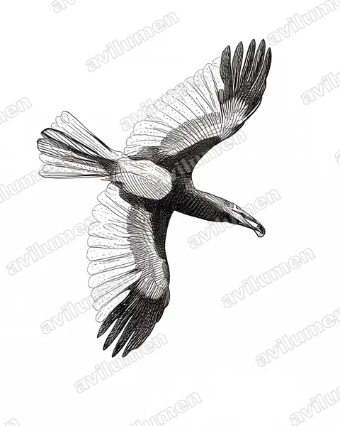 Piping Hornbill（Bycanistes fistulator）的钢笔墨线插画