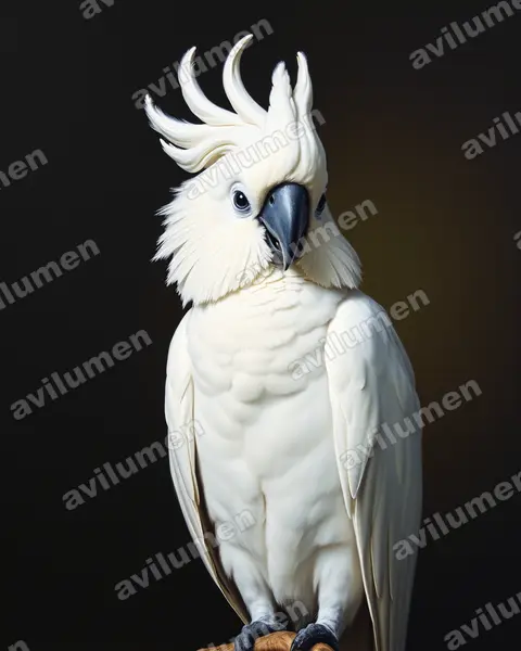 大白凤头鹦鹉（Cacatua alba）的油画插画